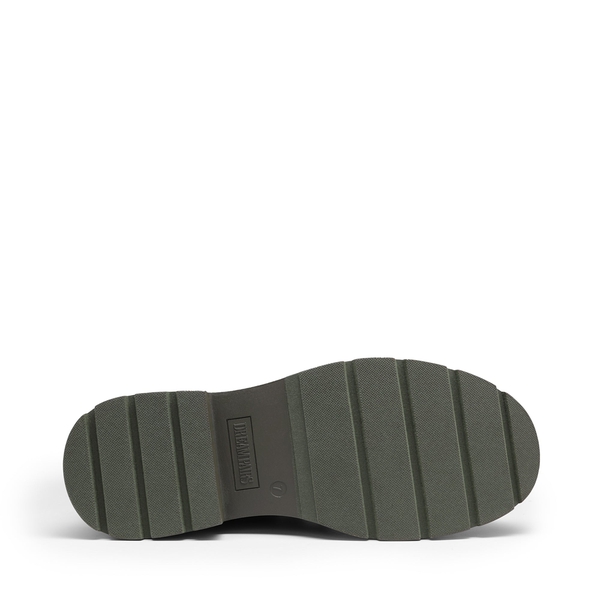 Knitted Leather Combat Ankle Boots - DARK GREEN - 5